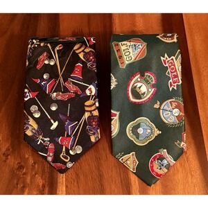 Vintage Golf Novelty Tie Lot of 2 Cypress Hill Stockton Bell Boston USA Club